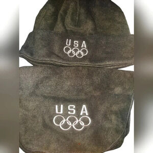 NWOT USA Olympics Fleece Fuzzy Beanie and Scarf
